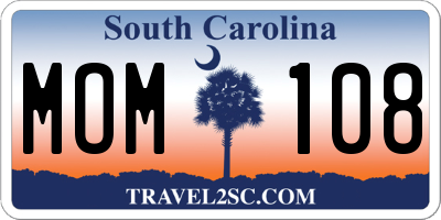 SC license plate MOM108