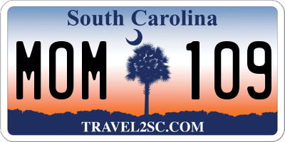 SC license plate MOM109