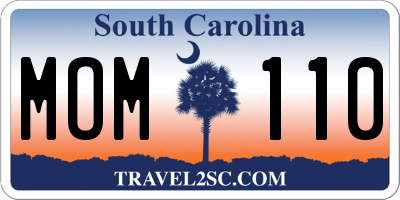 SC license plate MOM110