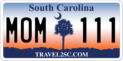 SC license plate MOM111