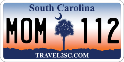 SC license plate MOM112