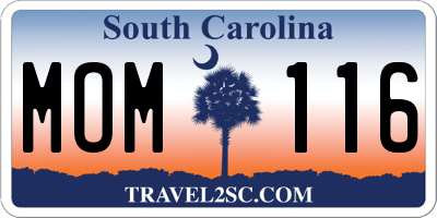 SC license plate MOM116