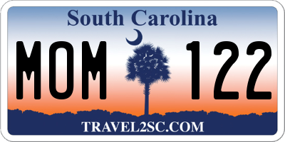 SC license plate MOM122