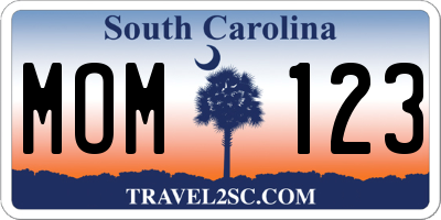 SC license plate MOM123