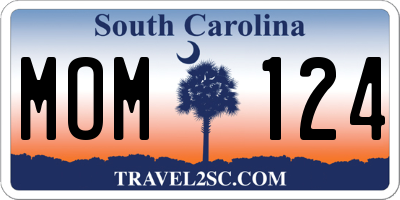 SC license plate MOM124
