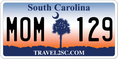 SC license plate MOM129