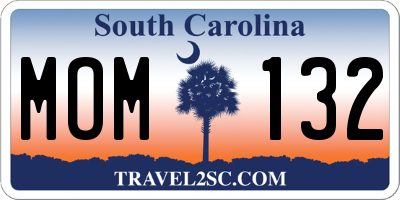 SC license plate MOM132