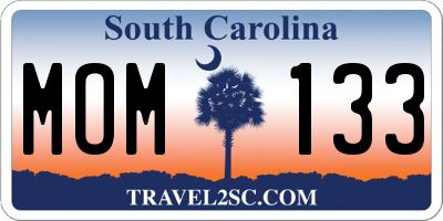 SC license plate MOM133