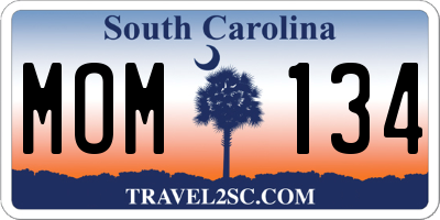 SC license plate MOM134