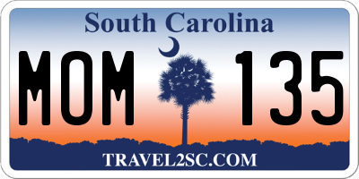 SC license plate MOM135