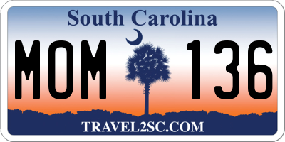 SC license plate MOM136