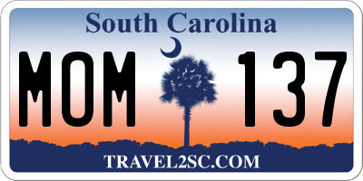 SC license plate MOM137