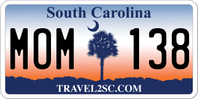 SC license plate MOM138