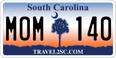 SC license plate MOM140