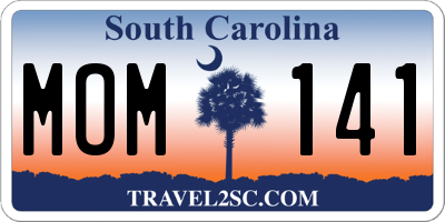 SC license plate MOM141