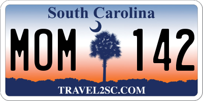 SC license plate MOM142