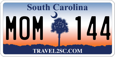 SC license plate MOM144