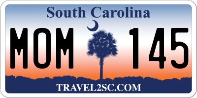 SC license plate MOM145