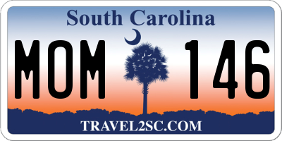 SC license plate MOM146