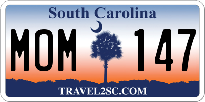 SC license plate MOM147