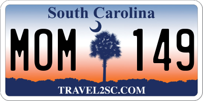 SC license plate MOM149