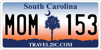 SC license plate MOM153