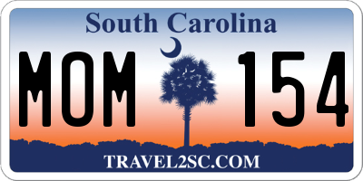 SC license plate MOM154