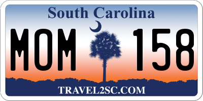 SC license plate MOM158