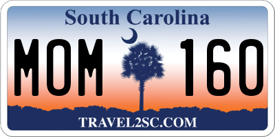 SC license plate MOM160