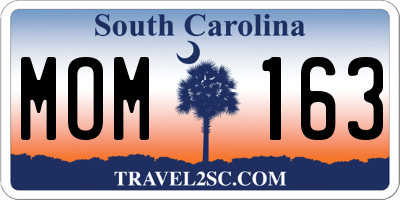 SC license plate MOM163