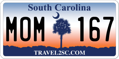SC license plate MOM167