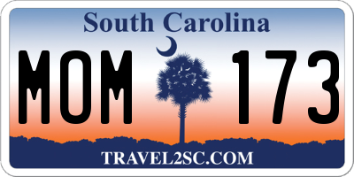 SC license plate MOM173