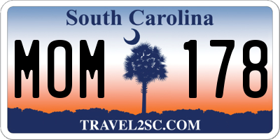 SC license plate MOM178