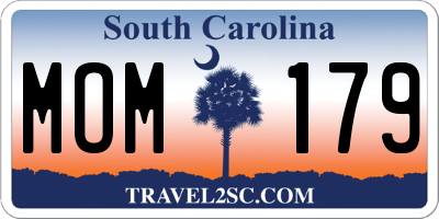 SC license plate MOM179