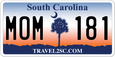 SC license plate MOM181