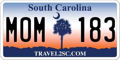 SC license plate MOM183