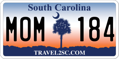 SC license plate MOM184