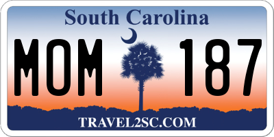 SC license plate MOM187