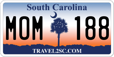 SC license plate MOM188