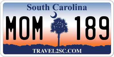 SC license plate MOM189