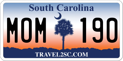 SC license plate MOM190
