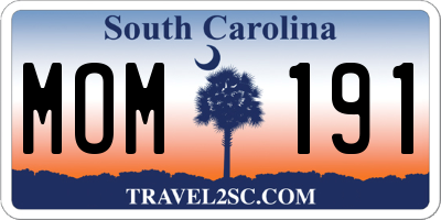 SC license plate MOM191