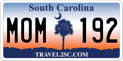 SC license plate MOM192