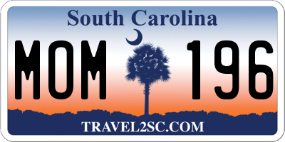 SC license plate MOM196