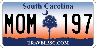 SC license plate MOM197