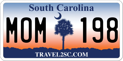 SC license plate MOM198