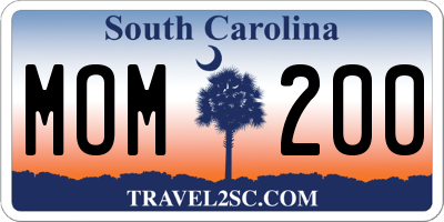 SC license plate MOM200