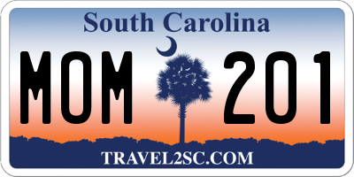 SC license plate MOM201