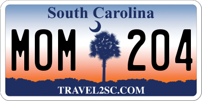 SC license plate MOM204