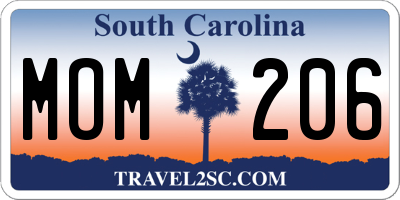 SC license plate MOM206
